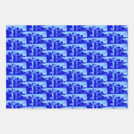 アメリアアハートデジタルアートブルーティント ラッピングペーパーシート