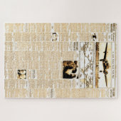 アメリアエアハートヴィンテージ新聞ストーリーセピア ジグソーパズル (横)