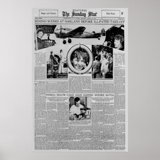 アメリアエアハート1937年世界飛行前 ポスター (正面)