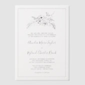 アメリア伝統的フローラモダンヴィンテージ結婚式 ベラム紙招待状 (正面)