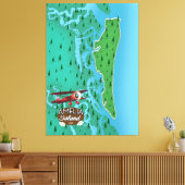 アメリア島フロリダの旅行マップ。 キャンバスプリント (インサイチュ (リビング))