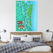 アメリア島フロリダの旅行マップ。 キャンバスプリント (インサイチュ (寝室))