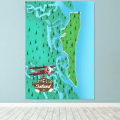 アメリア島フロリダの旅行マップ。 キャンバスプリント (インサイチュ (ウッドフロア))