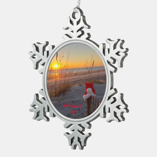 アメリア島、フロリダのお土産クリスマスオーナメント スノーフレークピューターオーナメント (右)