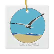 アメリア島，フロリダシーガル飛んでいるオーバービーチ