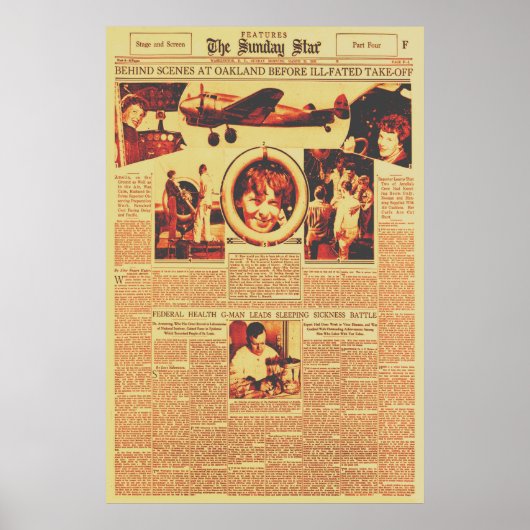 アメリア・エアハートが世界一周飛行前の1937年 ポスター (正面)