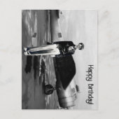 アメリア・エアハート 黒白写真 航空 誕生日 ポストカード (正面)