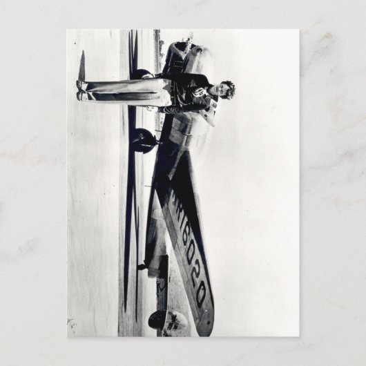 アメリア・エアハート 黒白写真 航空 誕生日 ポストカード (正面)