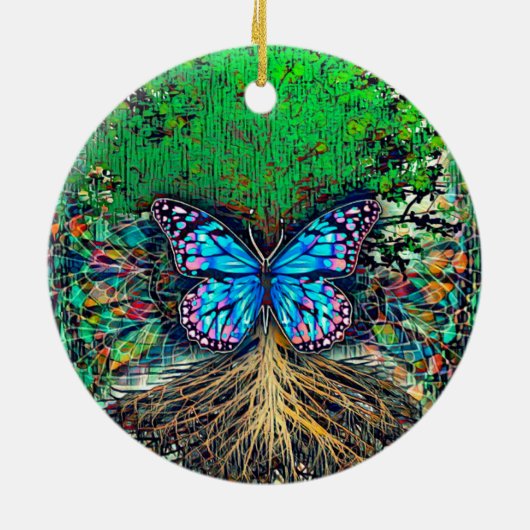 アメリア・キャリーによる蝶との生活の木 セラミックオーナメント (裏面)