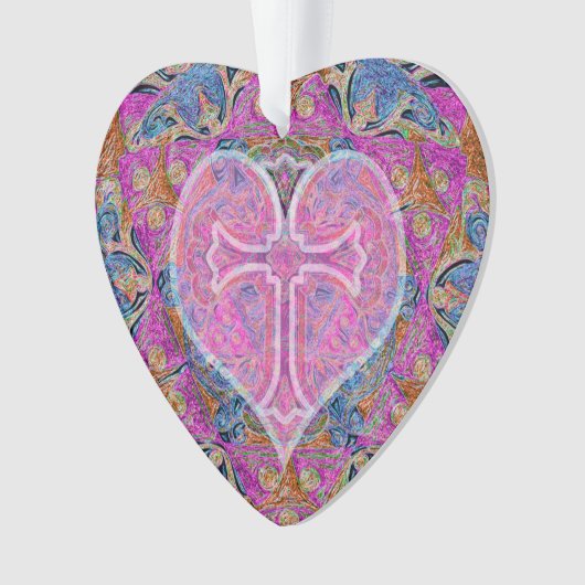 アメリアCarrie著ハートの十字の曼荼羅 オーナメント (正面)