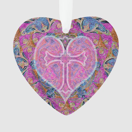 アメリアCarrie著ハートの十字の曼荼羅 オーナメント (正面)