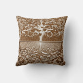 アメリアCarrie著ブラウンのハート生命の樹 クッション (裏面)