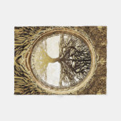 アメリアCarrie著ブラウンの木生命の樹 フリースブランケット (正面(横))