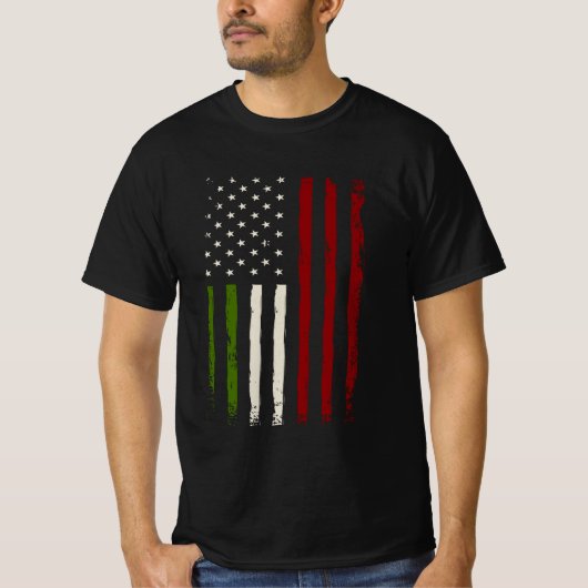 アメリイタリアンカ国旗イタリア伝統アメリカパトリ Tシャツ (正面)