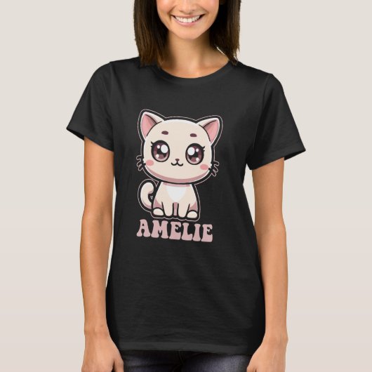 アメリエ 可愛い子猫 デザイン 女子 名前 アメリエ Tシャツ (正面)