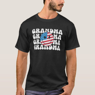アメリカおばあちゃんレトロGroovy 7月の4thスマイルfa Tシャツ
