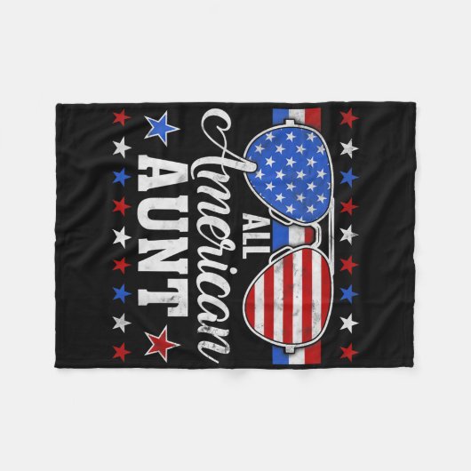 アメリカおばさんマッチング家族7月の4thアメリカのパトル フリースブランケット (正面(横))