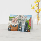 アメリカおもしろいのゴシック様式の猫とネズミ カード (黄色い花)