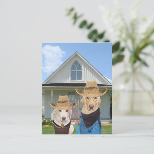 アメリカおもしろいのゴシック犬/研究所 ポストカード (スタンド正面)