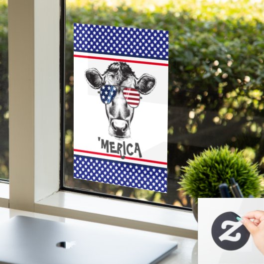 アメリカおもしろいのヒップスター牛 ウィンドウサイン (オフィス)