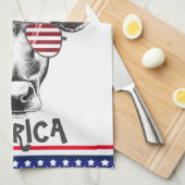 アメリカおもしろいのヒップスター牛 キッチンタオル (四つ折り)