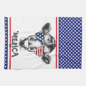 アメリカおもしろいのヒップスター牛 キッチンタオル (横)