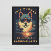 アメリカおもしろいの秋田犬の親パーソナライズされた 案内状 (スタンド正面)