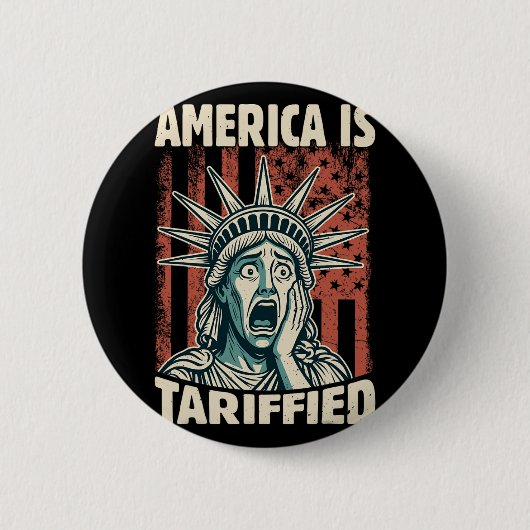 アメリカおもしろいはトランプ関税ミーム1 缶バッジ (正面)