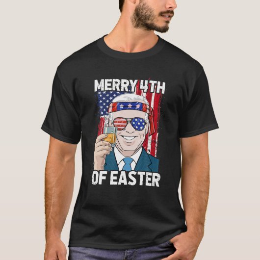 アメリカおもしろいイースターメリーの愛国的なバイデン氏4th tシャツ (正面)