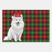 アメリカおもしろいエスキモクリスマスドッグレッドプレイド ラッピングペーパーシート (正面2)