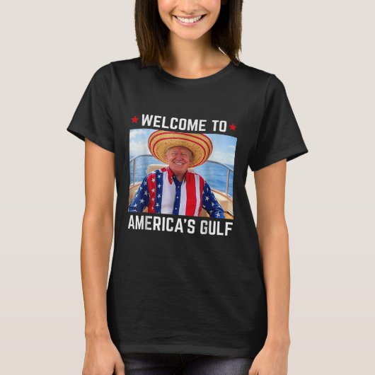 アメリカおもしろいトランプアメリカ湾 Tシャツ (正面)