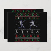 アメリカおもしろいバスケットボールの醜いクリスマスセーター ポストカード (正面/裏面)