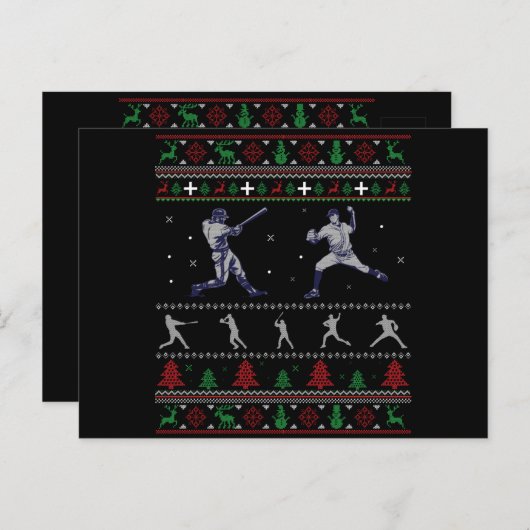 アメリカおもしろいバスケットボールの醜いクリスマスセーター ポストカード (正面/裏面)