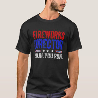 アメリカおもしろい国旗の花火監督ヴィンテージ4日 Tシャツ