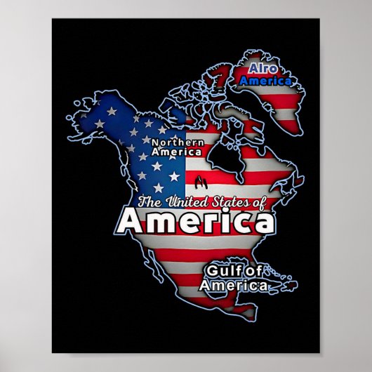 アメリカおもしろい国旗カナダのグリーンランド湾岸地図 ポスター (正面)