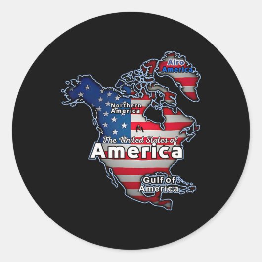 アメリカおもしろい国旗カナダのグリーンランド湾岸地図 ラウンドシール (正面)
