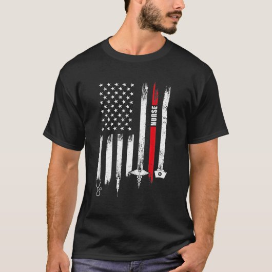 アメリカおもしろい国旗ナースデイギフトアイディア Tシャツ (正面)
