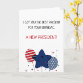 アメリカおもしろい愛国的誕生日の大統領日 カード (黄色い花)