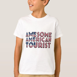 アメリカおもしろい素晴らし観光客国旗のタイポグラフィ Tシャツ
