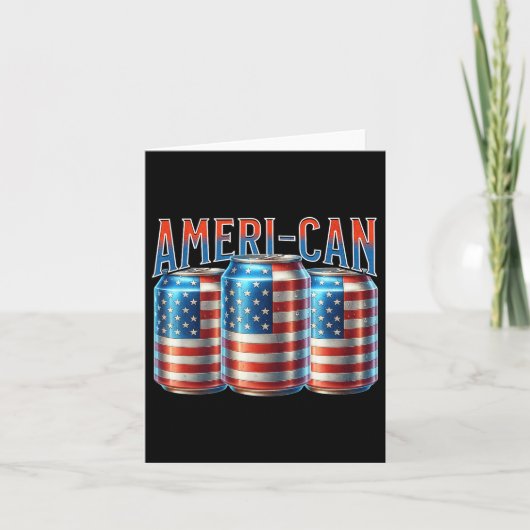 アメリカおもしろい缶ビール缶が7月4日に愛国的な旗を立てる カード (正面)
