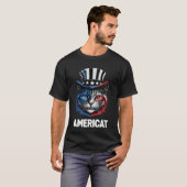 アメリカおもしろい- J4th愛国猫デザイン Tシャツ (正面フル)
