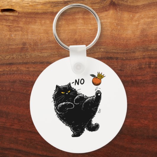 アメリカおもしろいKで怒は王ではない黒猫 キーホルダー (正面)