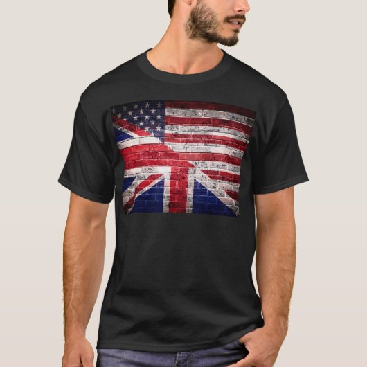 アメリカおよびイギリスの旗 Tシャツ (正面)