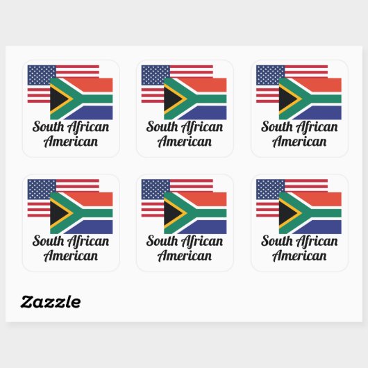 アメリカおよび南アフリカ国旗 スクエアシール (シート)