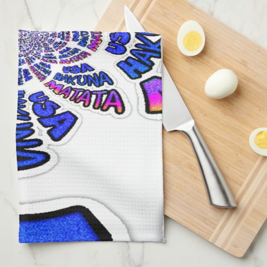 アメリカお祝い:ラブリーおもしろい文字ダイナミック・アート キッチンタオル (四つ折り)