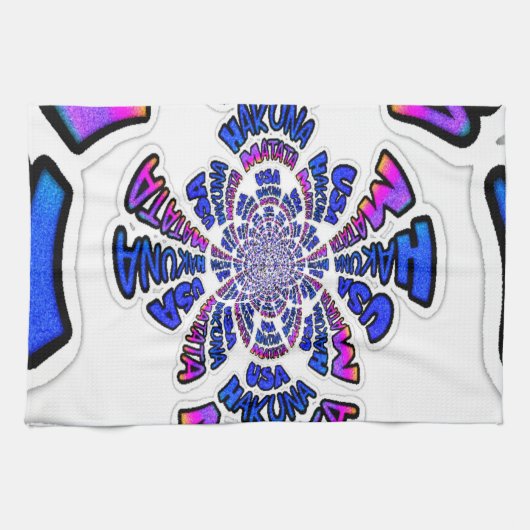 アメリカお祝い:ラブリーおもしろい文字ダイナミック・アート キッチンタオル (横)