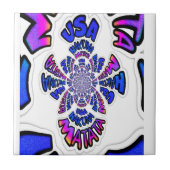 アメリカお祝い:ラブリーおもしろい文字ダイナミック・アート タイル (正面)