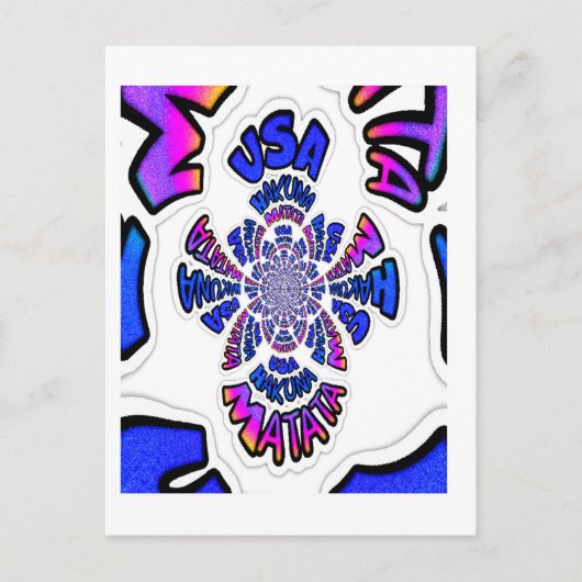 アメリカお祝い:ラブリーおもしろい文字ダイナミック・アート ポストカード (正面)