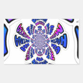 アメリカお祝い:ラブリーおもしろい文字ダイナミック・アート 長方形シール (正面)