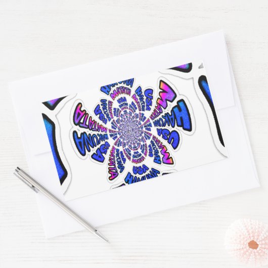 アメリカお祝い:ラブリーおもしろい文字ダイナミック・アート 長方形シール (封筒)